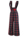 2PCS Weiß & Schwarz 1940er Bluse & Tartan Latzhose