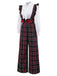 2PCS Weiß & Schwarz 1940er Bluse & Tartan Latzhose