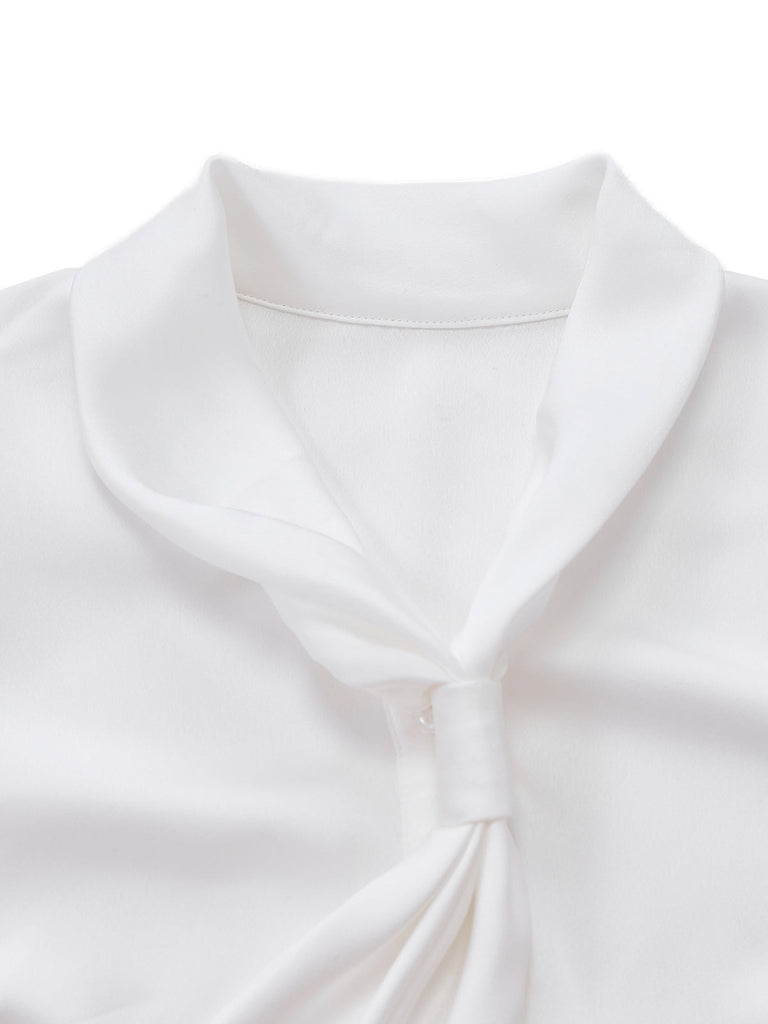 2PCS Weiß & Schwarz 1940er Bluse & Tartan Latzhose