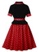 1950er Revers Polka Dot Patchwork Swing Gürtel Kleid