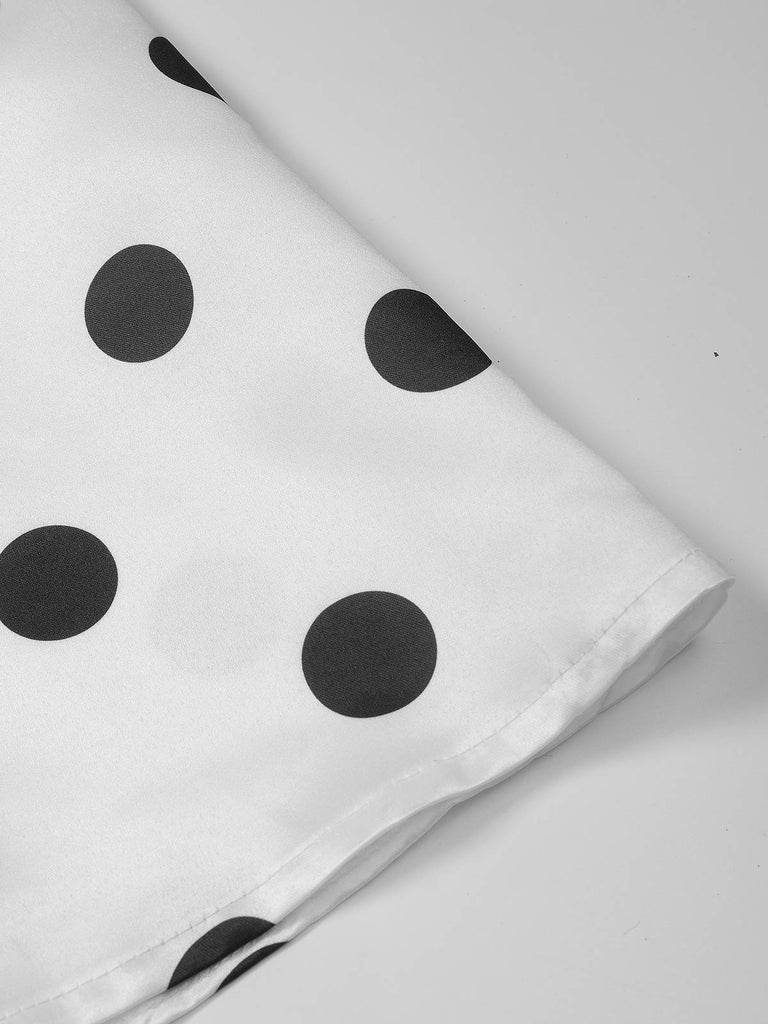 1950er Wickel V-Ausschnitt Polka Dot Gürtel Kleid