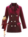 1980er Solide Samt Zweireihiger Revers Blazer