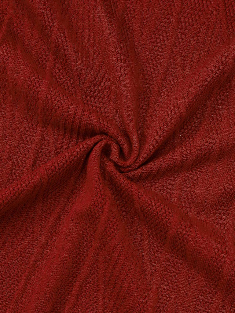 1940er Solide Stricken Groß V-Ausschnitt Tasten Kleid