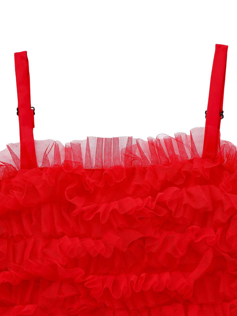 [Vorverkauf] 1980er Weihnachten Tulle Schleife Bogen Rüschen Kleid