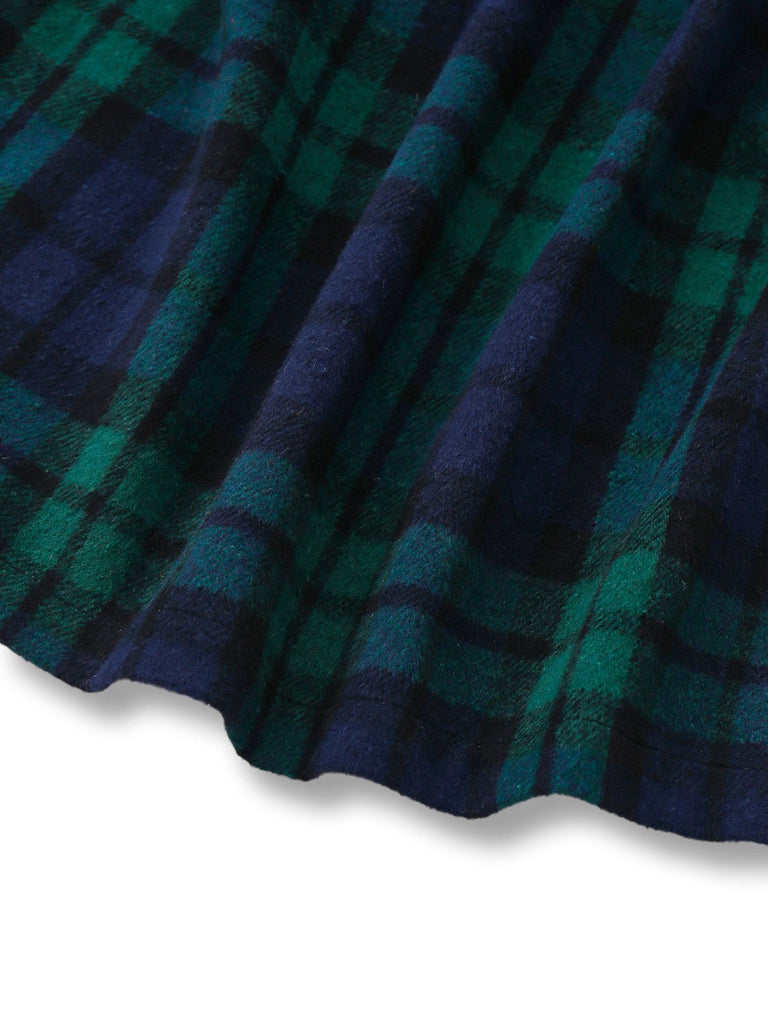 [Vorverkauf] Blau & Grün 1940er Plaid Kerbkragen Mantel