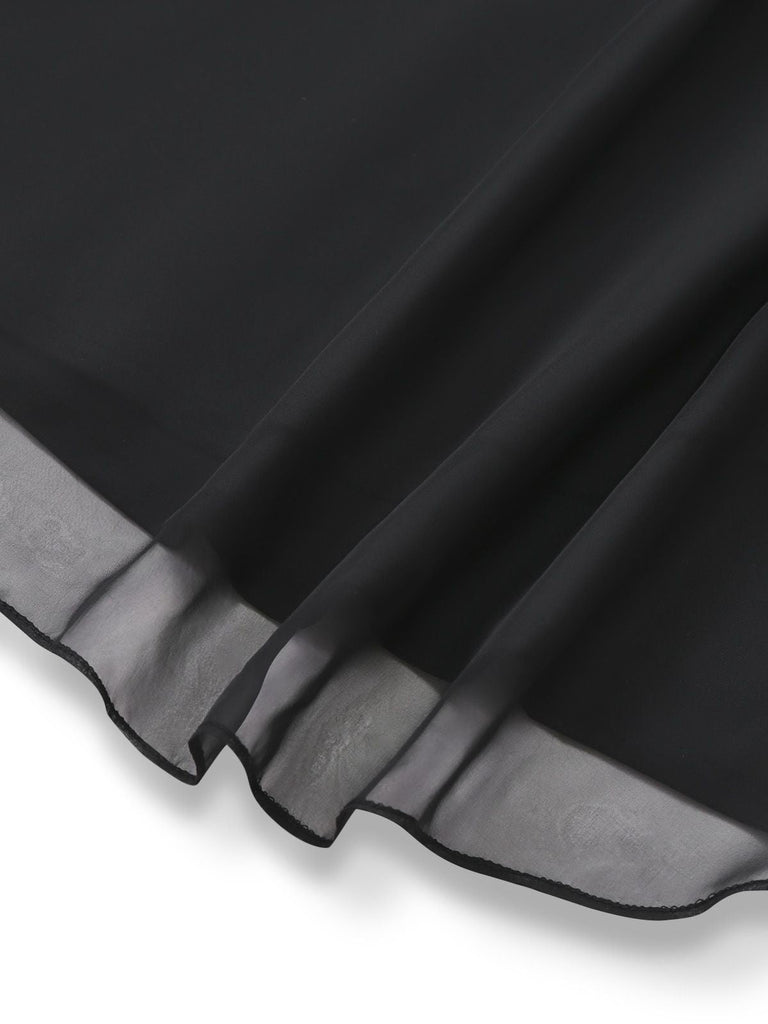 [Vorverkauf] Schwarz 1920er Perlen Pailletten Unregelmäßig Hem Kleid