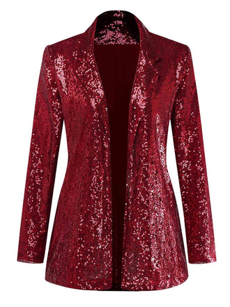 1970er Pailletten Revers Lange Ärmel Jacke