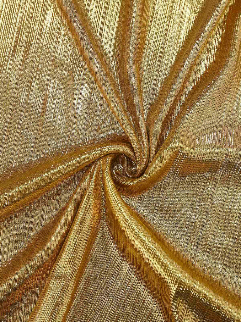 Gold 1930er Metallisch Texturiert Bogen Wasserfallkragen Kleid