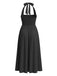 1940er Solide Breit-Träger Halter Rückenfrei Kleid