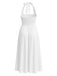 1940er Solide Breit-Träger Halter Rückenfrei Kleid