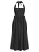 1940er Solide Breit-Träger Halter Rückenfrei Kleid