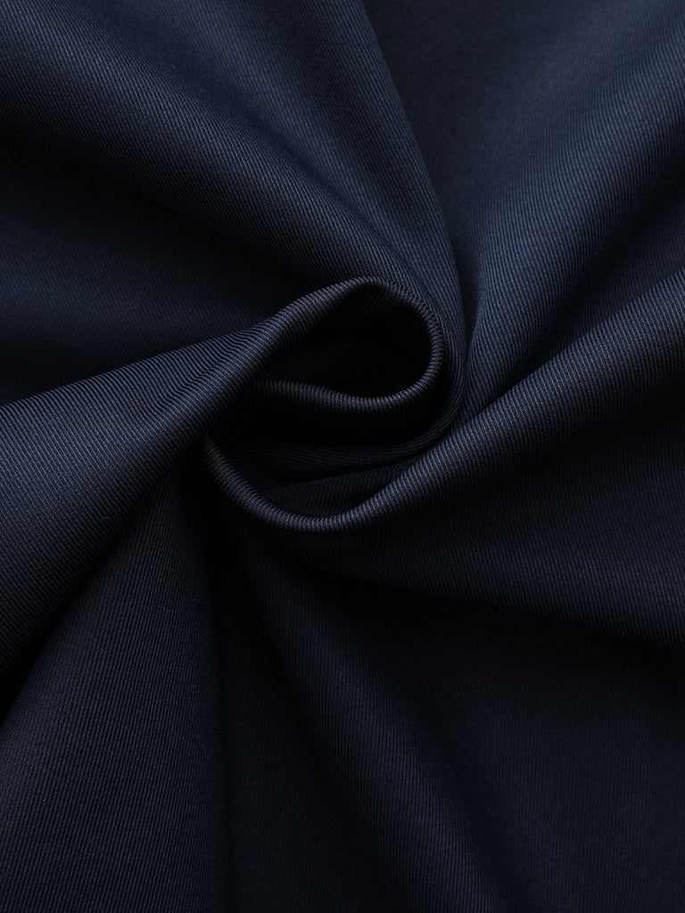 Blau 1940er Zweireihiger Rundhals Trench Mantel