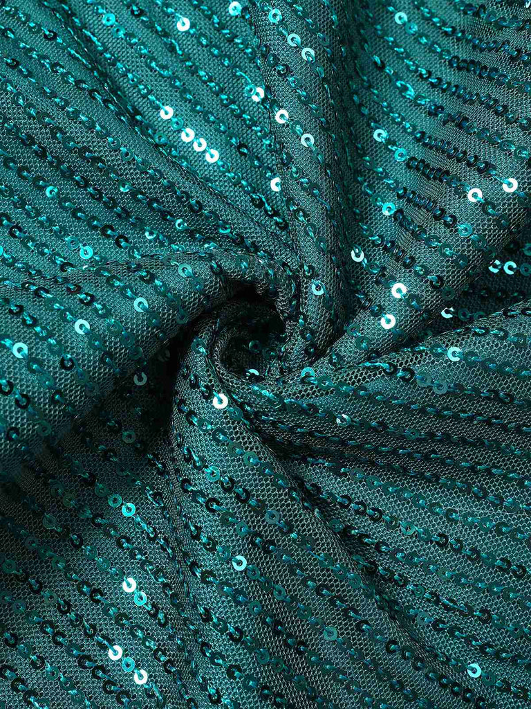 Grün 1960er Bogen & Weihnachten Glocke Pailletten Kleid