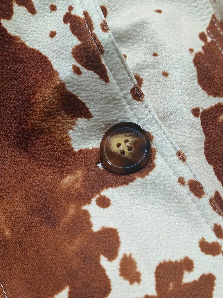 Braun 1970er Western Cowgirl Geknöpft Jacke