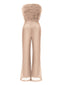 1950er Solide Feder Pailletten Patchwork Trägerlos Jumpsuit