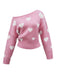 Rosa 1970er Schneeflocke Asymmetrische Schulter Pullover