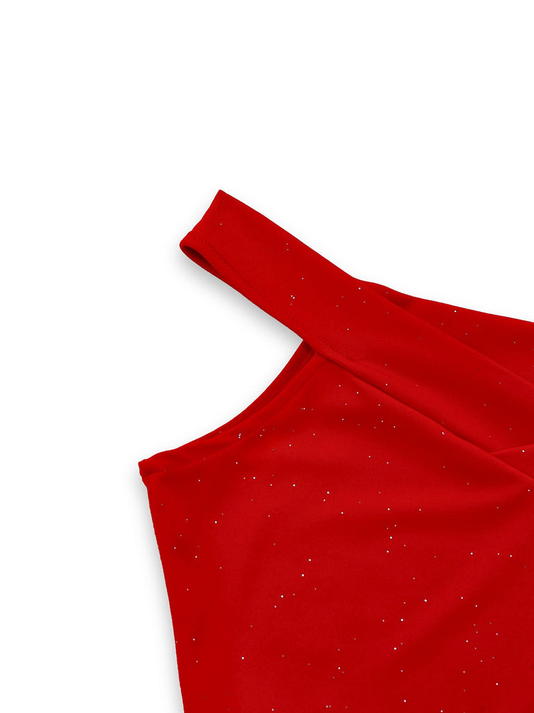 1930er Schulterfrei Schimmernd Meerjungfrauen Kleid