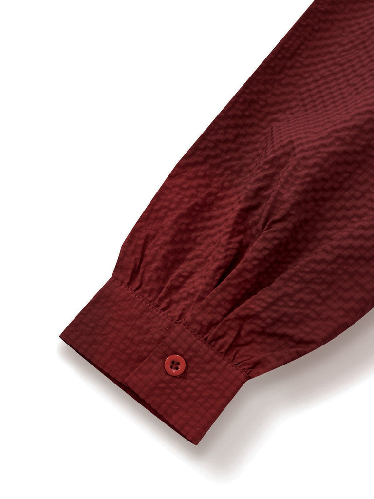 [Vorverkauf] Weinrot 1940er Binde Hals Leder Patchwork Kleid