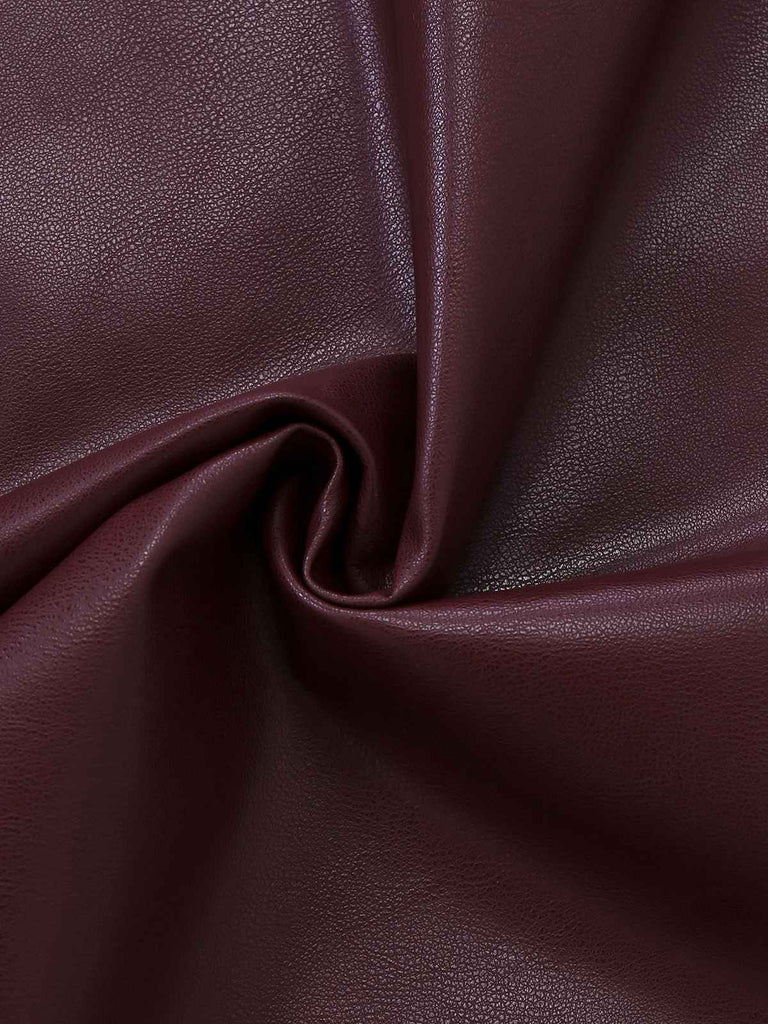 [Vorverkauf] Weinrot 1940er Binde Hals Leder Patchwork Kleid