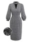 [Vorverkauf] Grau 1960er Taste Hochkragen Puffärmel Bleistift Kleid