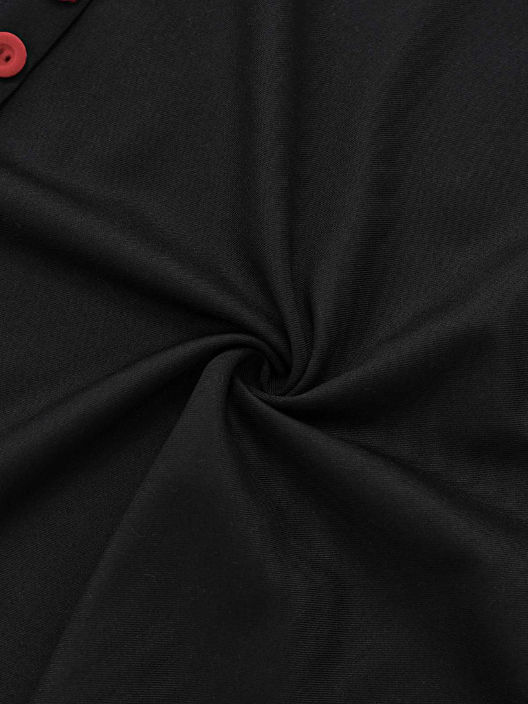 [Vorverkauf] Schwarz 1950er Herzausschnitt Streifen Stricken Halter Kleid