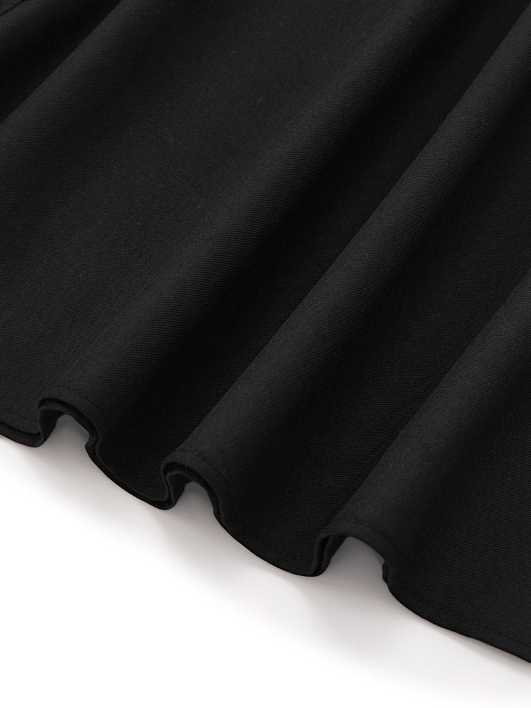 [Vorverkauf] Schwarz 1950er Herzausschnitt Streifen Stricken Halter Kleid