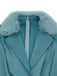 Blau 1970er Pelzbesatz Revers Pailletten Gürtel Jumpsuit
