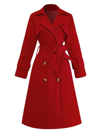 1950er Solide Zweireihiger Revers Trench Mantel