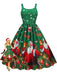 1950er Weihnachtsmann Schneeflocke U-Kragen Swing Kleid