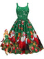 1950er Weihnachtsmann Schneeflocke U-Kragen Swing Kleid