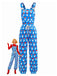 Blau 1960er Weihnachtsmann Overalls Jumpsuit
