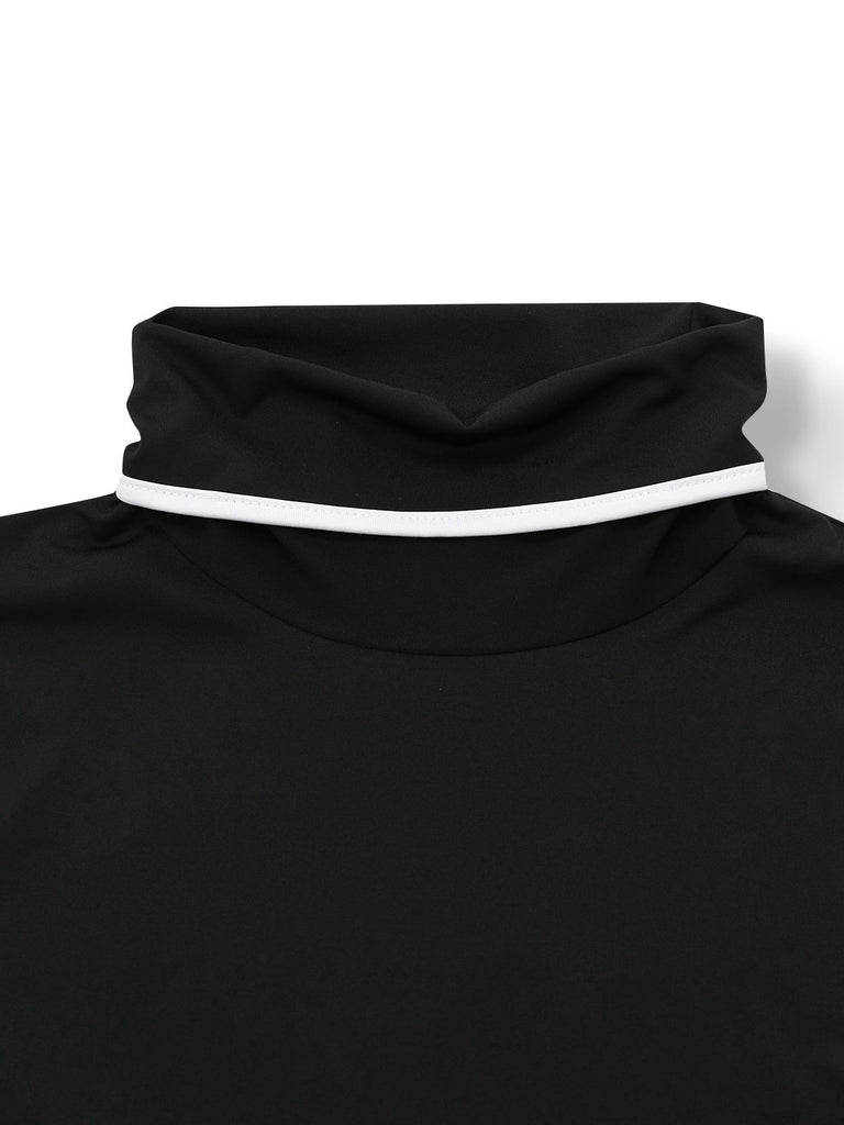 2PCS Schwarz 1930er Stehkragen Stricken Top & Weites Bein Hose