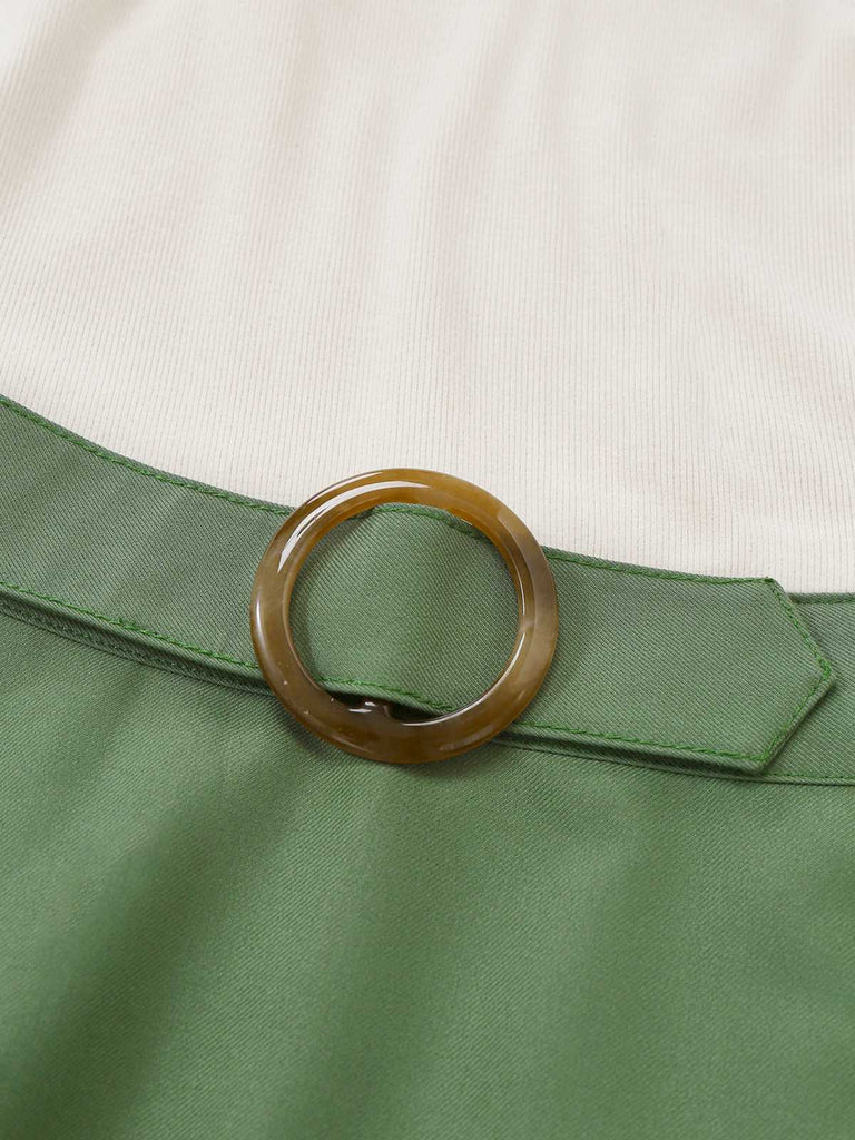 [Vorverkauf] Grün 1950er Stricken Schulterfrei Plissiertes Kleid