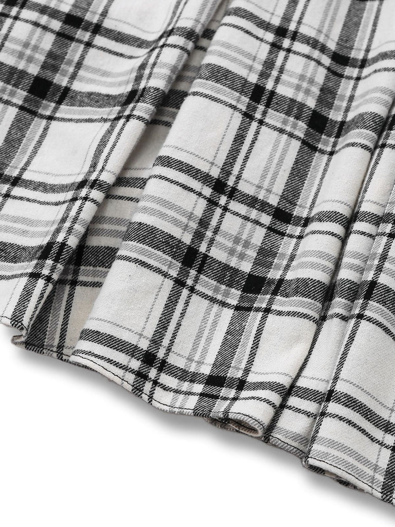 [Vorverkauf] Weiß 1950er Baumwolle Gürtel A-Linie Plissiertes Rock