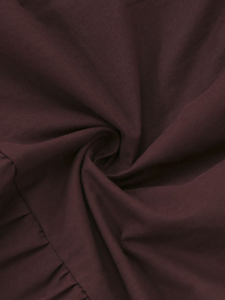 [Vorverkauf] Braun 1950er Vichy Schnürung Rückenfrei Gestuft Kleid