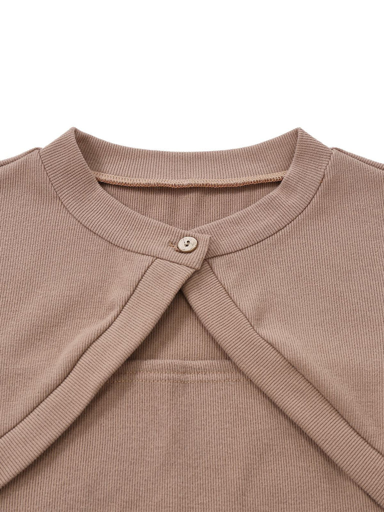 [Vorverkauf] Beige 1960er Ausschnitt Lang Ärmel Stricken Pullover