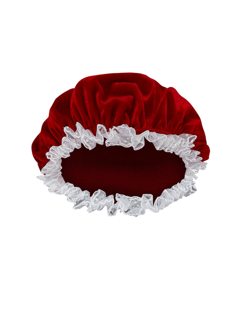 Rot 1930er Mrs. Claus Kostüm Samt Kleid Set