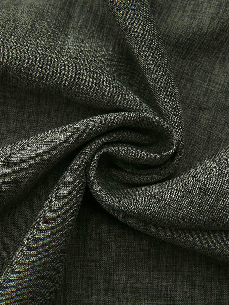 1940er Gekerbt Kragen Laternenärmel Taste Kleid