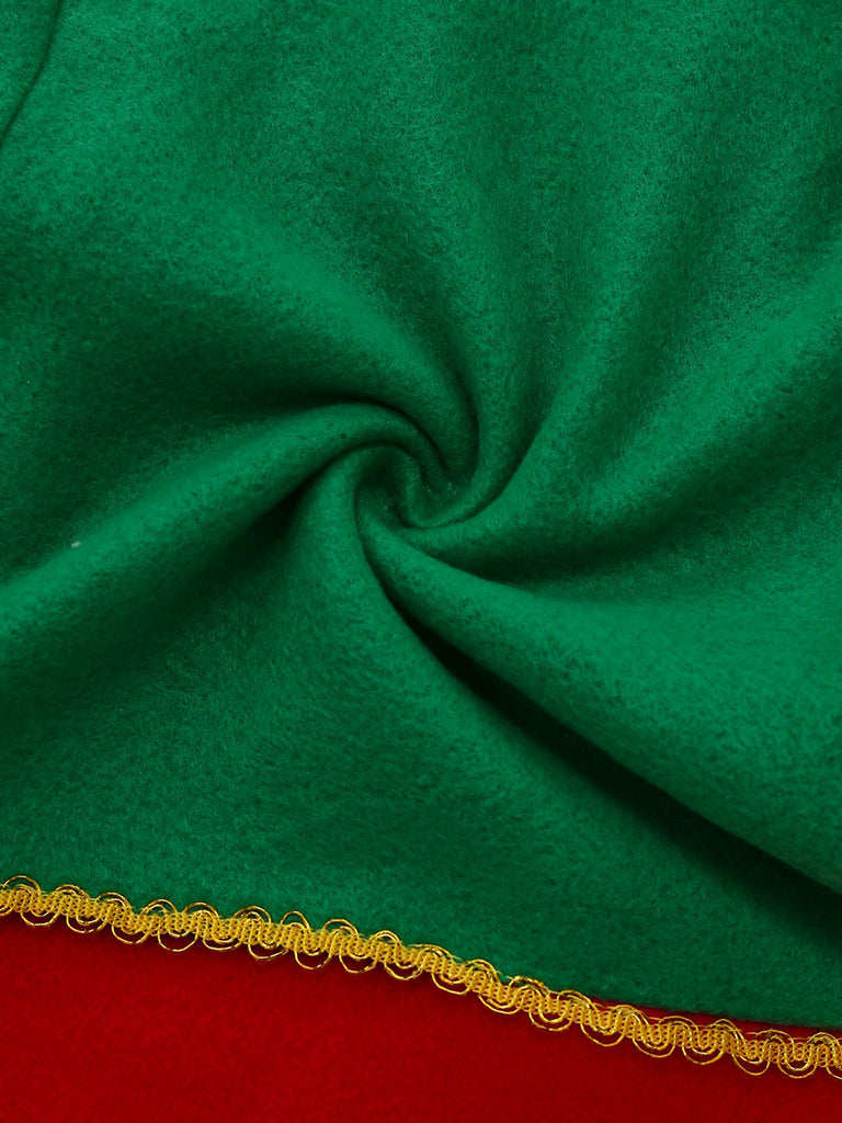 Grün 1960er Weihnachten Elf Cosplay Kostüm Kleid Set