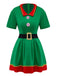 Grün 1960er Weihnachten Elf Cosplay Kostüm Kleid Set