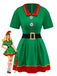 Grün 1960er Weihnachten Elf Cosplay Kostüm Kleid Set