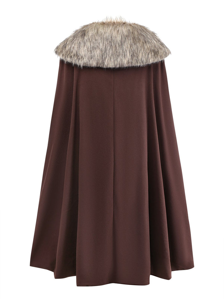 1960er Revers Kunstpelzkragen Cape Mantel