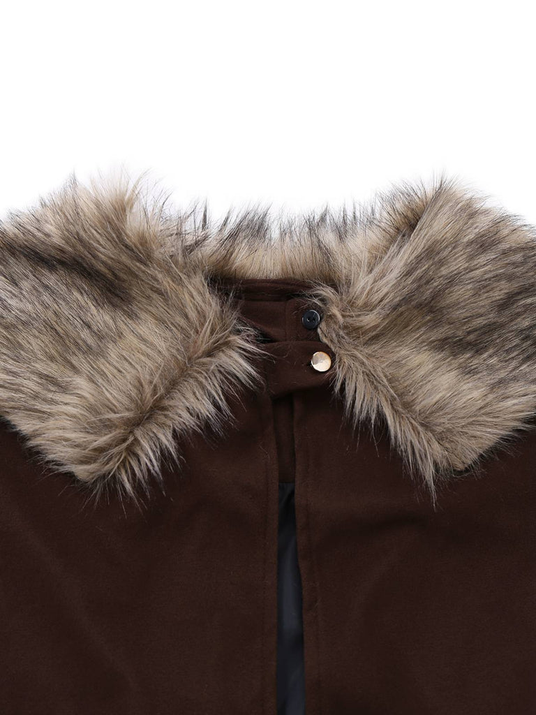 1960er Revers Kunstpelzkragen Cape Mantel