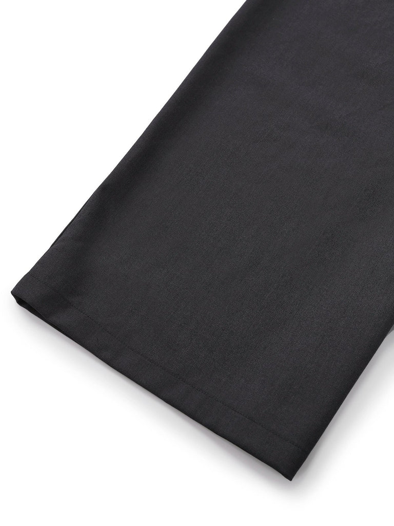 [Vorverkauf] Beige 1950er Perlen Besetzt Bogen Bindhals Jumpsuit