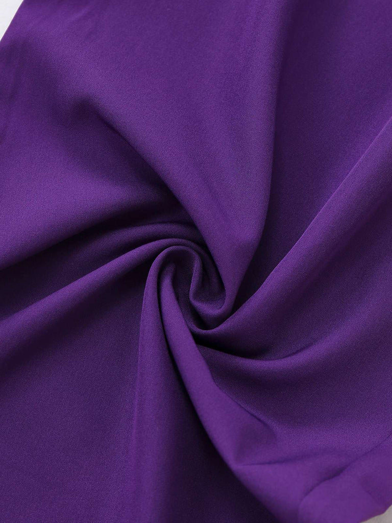 Lila 1980er Solide Unregelmäßig Ärmel Tailliert Jumpsuit