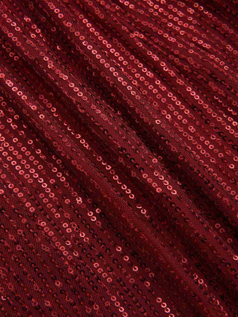 1960er Revers Pailletten Taille Bindung Lang Jacke