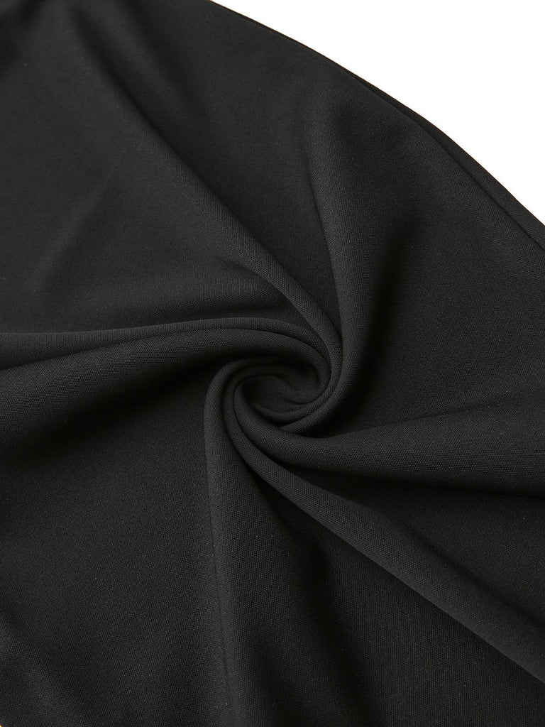 Schwarz 1950er 3D-Blumen Ärmellos Schnür Jumpsuit