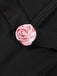 Schwarz 1950er Solide 3D Rose Revers Swing Kleid