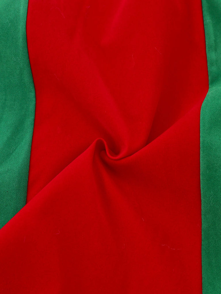 Rot & Grün 1960er Weihnachten Plüsch Trim Kleid Set