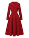 1950er Solide Revers Hoch Taille Swing Kleid